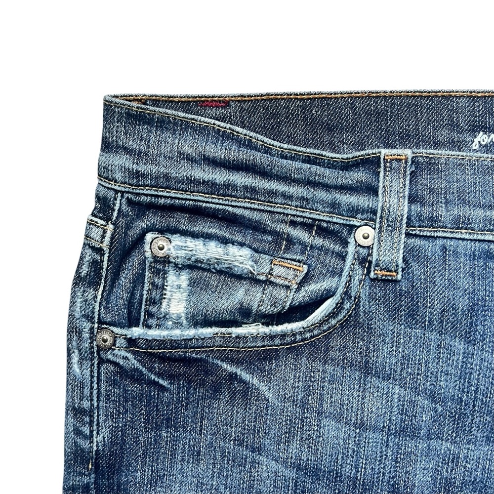 7 For All Mankind Relaxed Distressed Denim Button Straight Leg Jean Size 33 - Picture 4 of 8